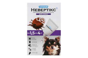 Краплі протикліщові д/собак від 1,5кг до 4кг Невертікс 0,8мл Суперіум