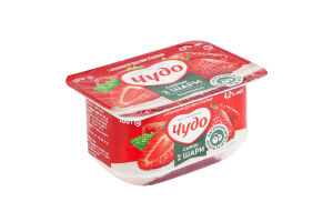 Творожок 4.2% взбитый с наполнителем фруктовым двухслойный Клубника Чудо ст 100г