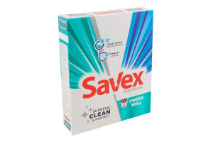 Средство моющее порошкообразное для автоматической стирки для белых и цветных тканей Fresh Premium Savex 300г
