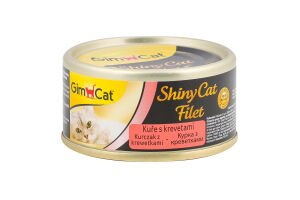 Корм консервований для котів всіх порід Курча з креветками Filet Shiny Cat GimCat з/б 70г
