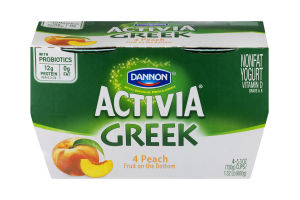 Dannon Activia Greek Nonfat Yogurt Peach Fruit on the Bottom - 4 CT