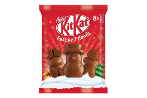 Набор фигур из молочного шоколада с начинкой, рисовыми криспами и кусочками вафель Праздничные друзья Kit Kat м/у 65г