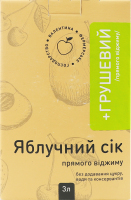 Сік прямого віджиму без додавання цукру пастеризований яблучно-грушевий Фермерське господарство Валентина к/у 3л