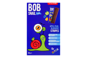 Конфеты фруктовые Яблочно-грушево-черничный страйп Bob Snail к/у 6х14г