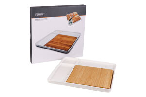 Набір д/закусок Nerthus тарілка порцел +дошка бамб