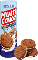 Печиво Рошен Multicake fun & crispy з молочно-кремовою начинкою 135г
