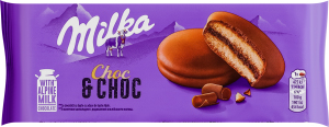 Тістечко-сендвіч бісквітне з начинкою з какао вкрите молочним шоколадом Choc&Choc Milka м/у 150г