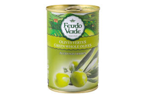Оливки зеленые с косточкой консервированные пастеризованные Feudo Verde ж/б 300г