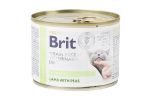 Корм д/котів Діабетс при цукровому діабеті з ягням та горохом 200г ж/б Бріт ВетДієтс