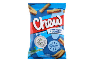 Сухарики пшенично-житні Сметана + зелень Chew м/у 70г