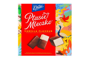 Маршмелоу з ванільним смаком у чорному шоколаді Ptasie Mleczko E.Wedel к/у 340г