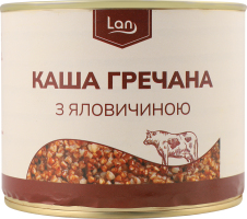 Каша гречана з яловичиною 525г ж/б Lan