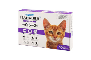 Таблетки протипаразитарні д/котів від 0,5кг до 2кг Панацея Суперіум