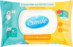 Бумага туалетная влажная For kids&Juniors Smile 40шт