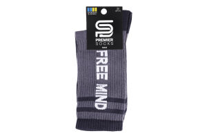 Шкарпетки чоловічі Premier socks класич з вис.рез. FREE MIND р.25-29 сірі Арт.0601