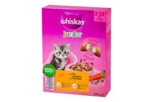 Корм сухой полнорационный для котят с курицей Junior Whiskas к/у 300г