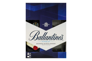 Набір подарунковий Віскі 0.7л 40% шотландське Finest + 2 склянки Tumbler Ballantine's к/у 1шт