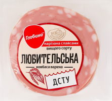 Ковбаса нарізка варена Любительська Глобино в/с в/у 275г