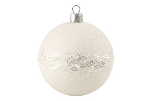 Куля новорічна біла пластик пастель/рис 8см КМ