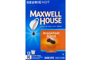 Maxwell House 100% Arabica Coffee K-Cup Packs Breakfast Blend - 12 CT