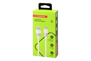 Кабель д/смартфону білий USB-A-Type-C 3A 1м Euroelectric