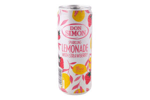Напій безалкогольний соковий середньогазований зі смаком полуниці Lemonade Don Simon з/б 330мл