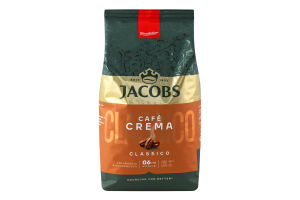 Кофе натуральный жареный в зернах Classico Cafe crema Jacobs м/у 1кг