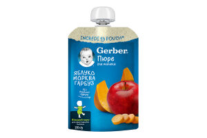 Пюре фруктово-овощное для детей от 6мес пастеризованное Яблоко-морковь-тыква Gerber д/п 150г