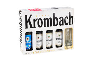 Набір Пиво Pils + 0.0% 4х0.33л + склянка 0.3л Krombacher к/у