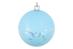 Куля новорічна синя пластик пастель/рис 8см КМ
