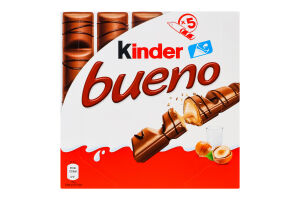 Вафли с молочно-ореховой начинкой покрытые молочным шоколадом Bueno Kinder к/у 107.5г