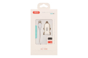 Пристрій зарядний автомобільний 2USB 2,4A+Кабель USB Lightning ХО