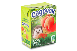 Сок с мякотью пастеризованный Персик-яблоко Садочок т/п 200мл
