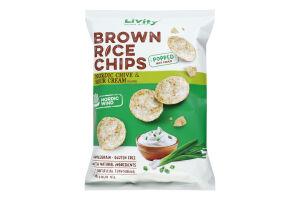Чипсы из цельнозернового коричневого риса Норвежский лук и сливки Livity м/у 60г