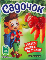 Сок с мякотью пастеризованный Яблоко-морковь-клубника Садочок т/п 200мл