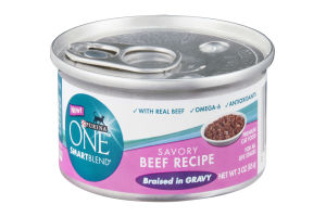 Purina One Smartblend Savory Beef Recipe Braised in Gravy