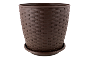 Горщик д/квітів Ротанг темно-коричневий з підставкою 20*18см арт114057 Алеана