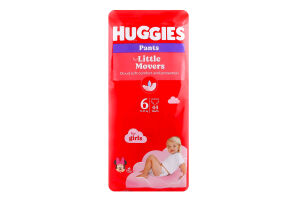 Трусики-підгузки для дівчаток одноразові 15-25кг 6 Pants Huggies 44шт