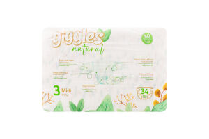 Підгузки Нейча міді 3 4-9кг 34шт Гіглс