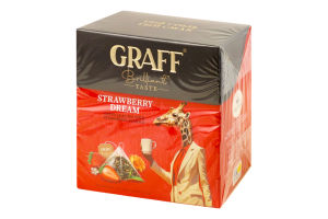 Чай зеленый листовой байховый с ароматом клубники Клубничная мечта Graff к/у 20х1.8г