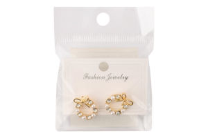 Сережки-гвіздки жовтий метал з камінцями в асортименті ZBYK250513137