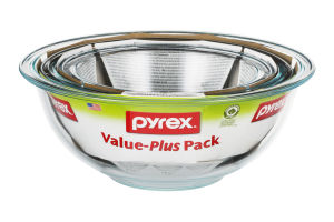 Pyrex Value-Plus Pack Glass Bowls - 3 Piece