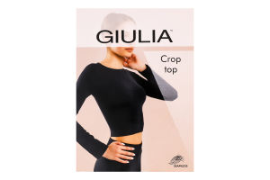 Футболка жіноча укорочена з круглим вирізом і довгими рукавами Giulia S/M nero