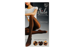 Колготки женские теплые без меха с подкладкой-имитацией капрона Siela Collant collection 80/20den XL nero