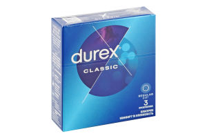 Презервативы латексные с силиконовой смазкой Классические Durex 3шт