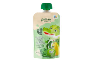 Пюре для детей от 6мес Яблоко-груша-шпинат Baby Galicia д/п 90г