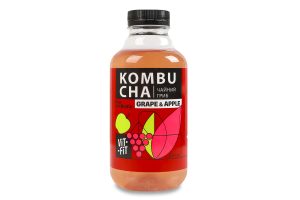 Напиток брожения фильтрованный непастеризованный с сахаром Grape&Apple Kombucha Vit-Fit п/бут 0.5л