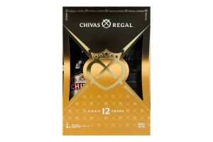 Набір подарунковий Віскі 700мл 40% шотландське купажоване 12 років + 2 склянки Chivas Regal к/у