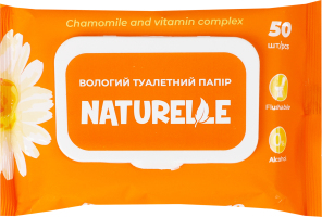 Бумага туалетная влажная ромашка и комплекс витаминов Naturelle 50шт