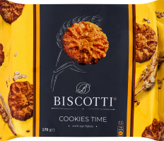 Печиво здобне пісочно-відсадне з вівсяними пластівцями Cookies time Biscotti м/у 170г